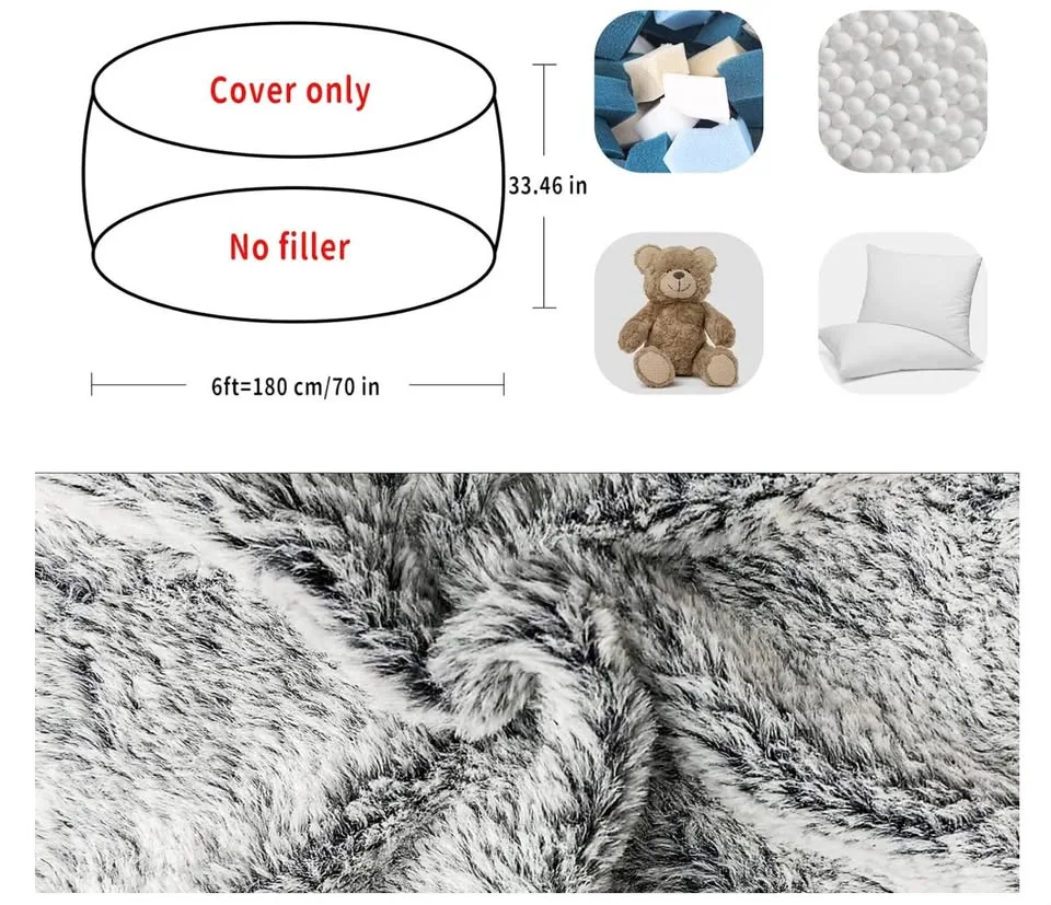 NEW 6 foot Bean Bag Chair Cover - Dark Grey image indicator(5)