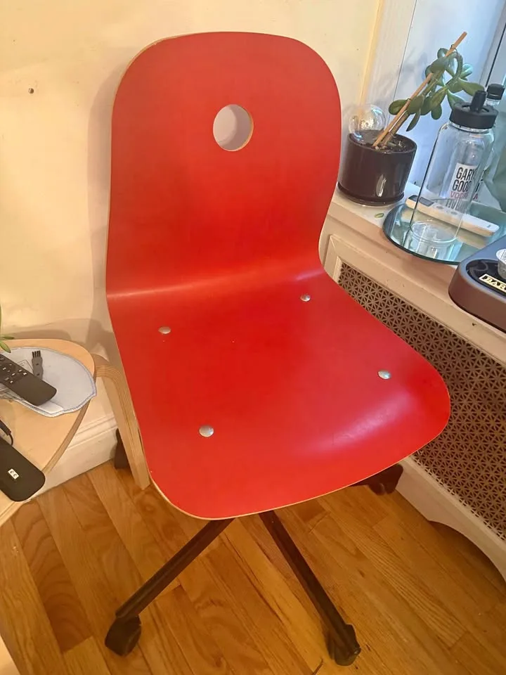 Red Swivle Wooden Chair thumbnail