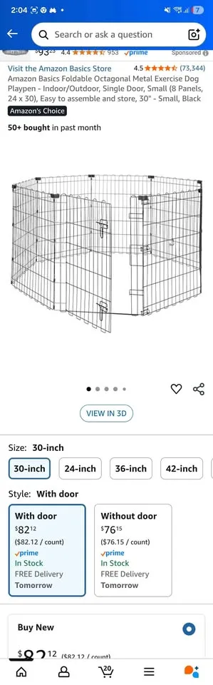 Amazon Basics Foldable Metal Pet Playpen - 30-Inch - New image indicator(4)