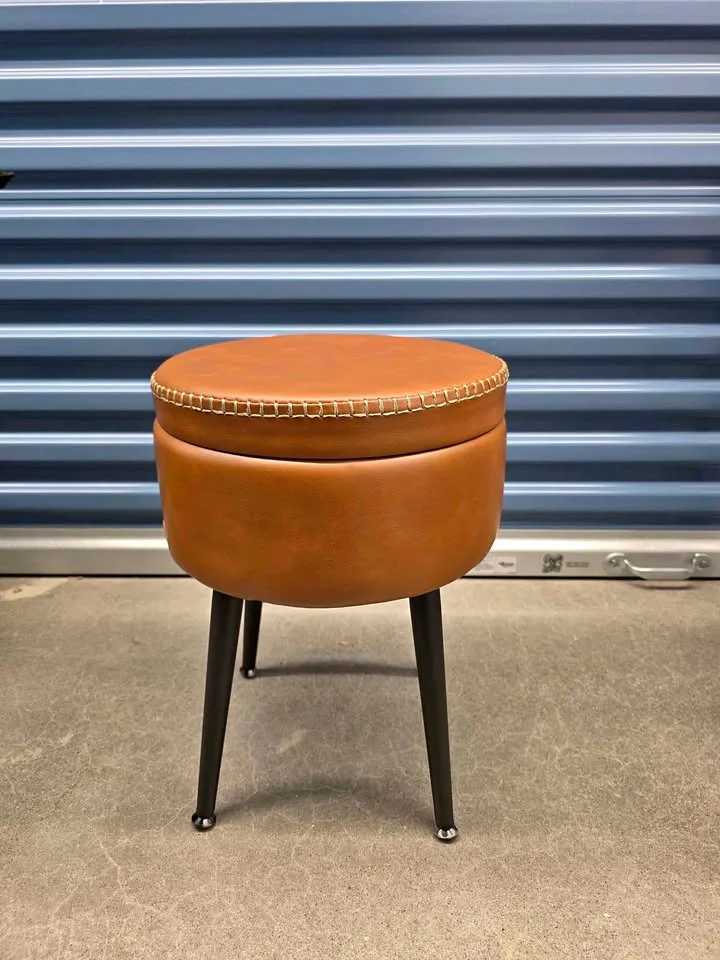 Round Ottoman Stool with Storage – Brand New thumbnail