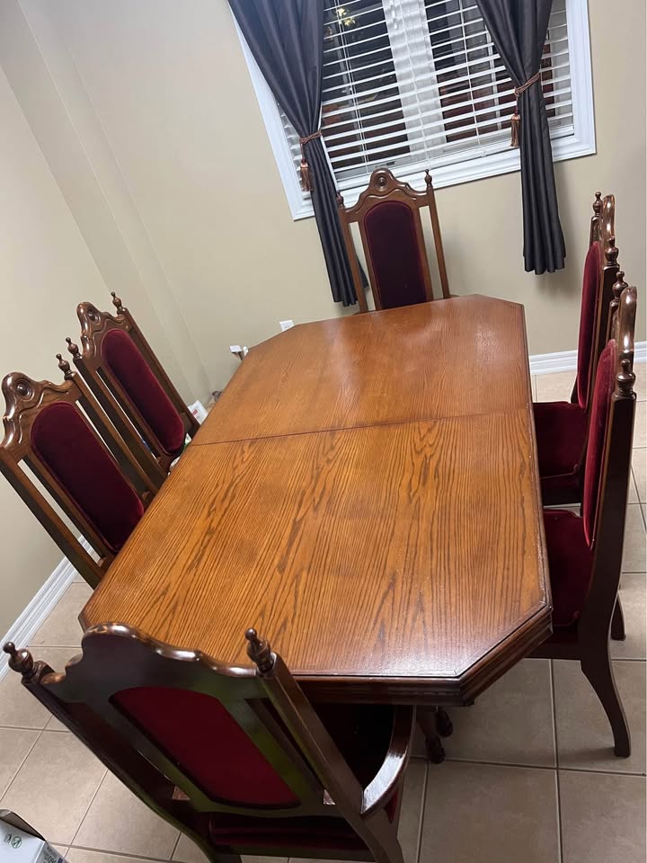 Antique Solid Wood Dining Set (6 chairs) - photo 2