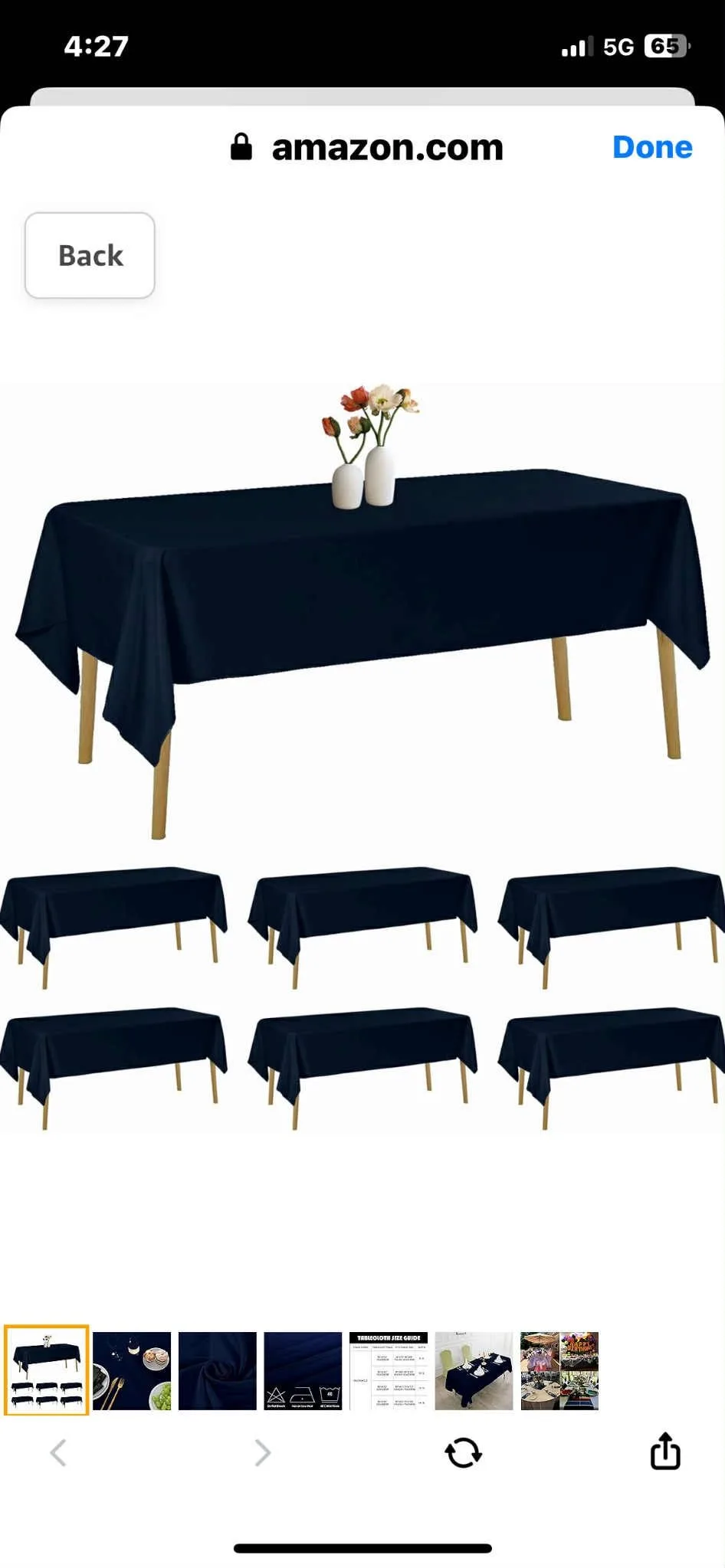Tablecloth(6pcs -Navy Blue )/60x120. thumbnail