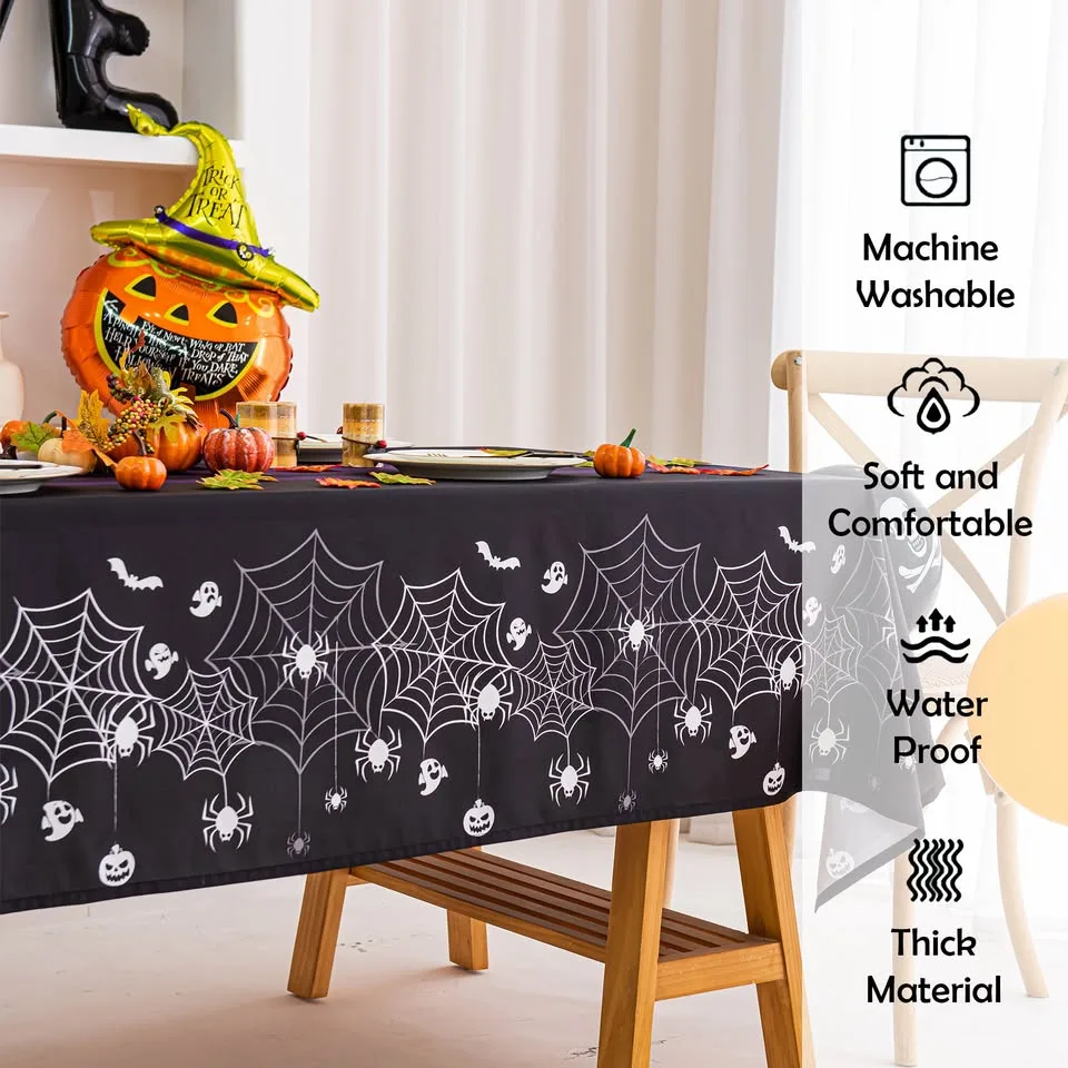 Halloween Spiderweb Striped Tablecloth - Purple image indicator(4)