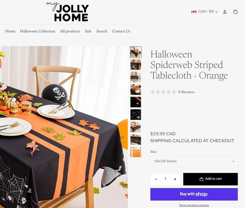Halloween Spiderweb Striped Tablecloth - Orange image indicator(5)