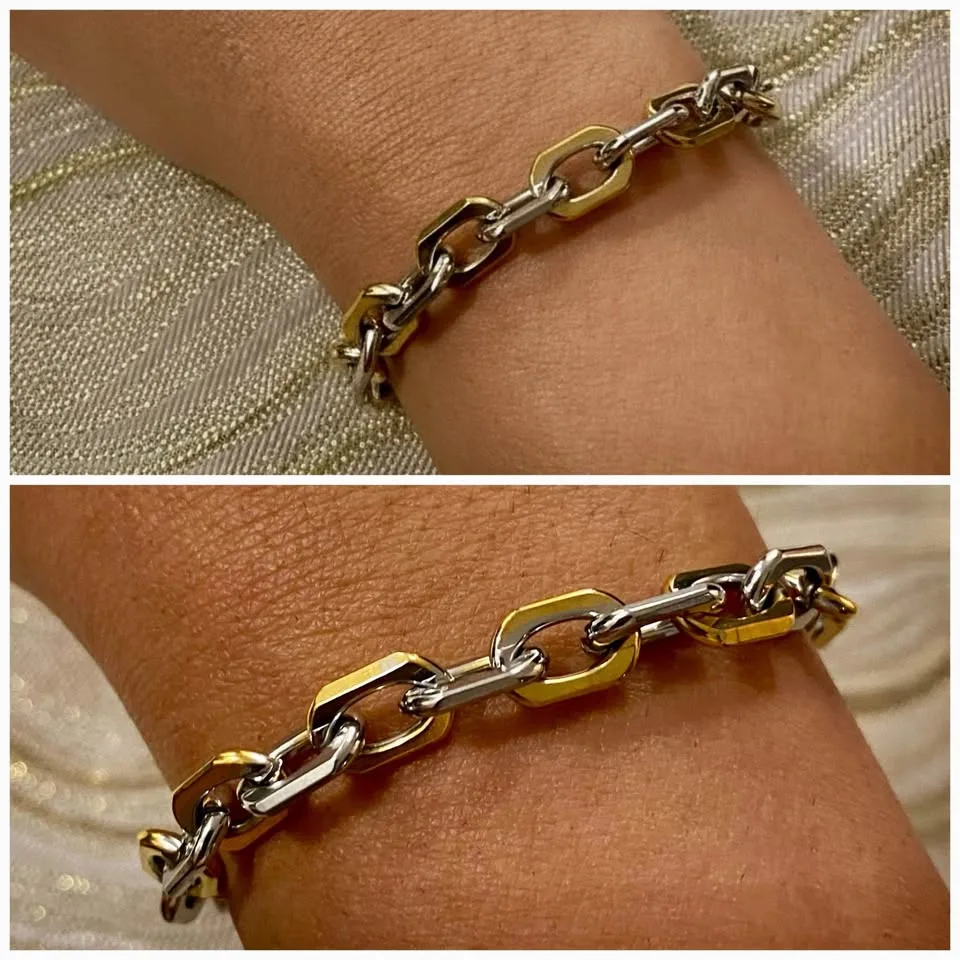 NEW 🧡 Set of 2 Two-tone Earrings & Bracelet Steel Plated image indicator(4)