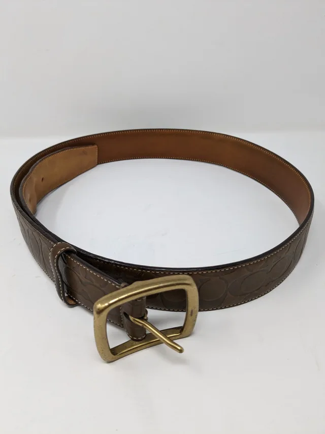 Men's Coach Monogram Brown Leather Belt thumbnail