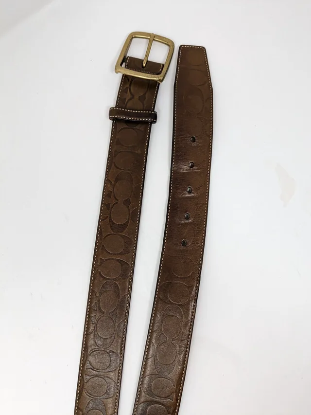 Men's Coach Monogram Brown Leather Belt image indicator(2)