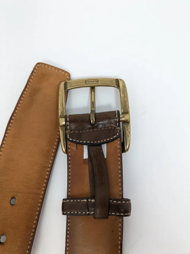 Men's Coach Monogram Brown Leather Belt image indicator(3)
