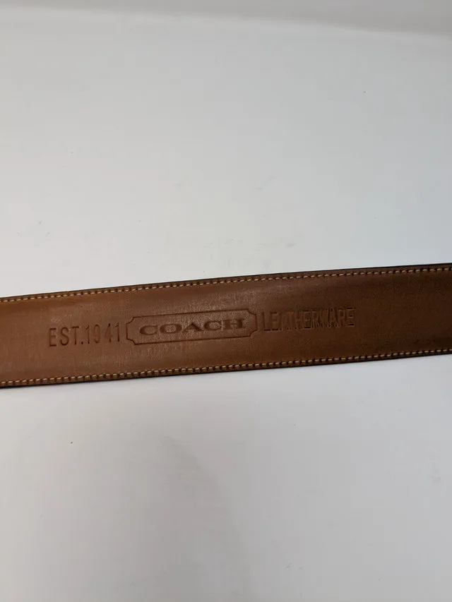 Men's Coach Monogram Brown Leather Belt image indicator(5)