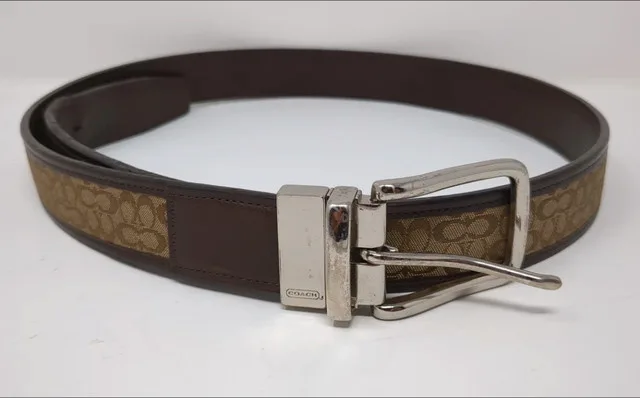 Coach Monogram Leather And Fabric Belt thumbnail