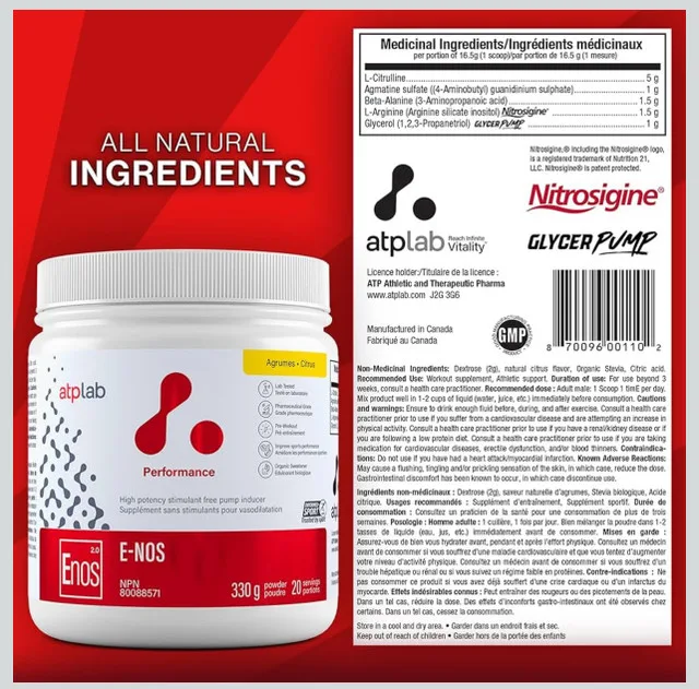 ATP LAB - E-Nos 330g Powder 20-Servings Citrus Flavour image indicator(7)