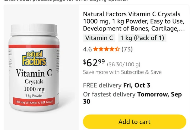 Vitamin C Crystals 1000 mg, 1 kg Powder image indicator(3)