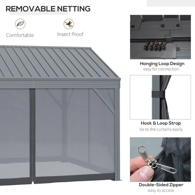 12' x 10' Hardtop Gazebo/ Pergola with Netting image indicator(5)