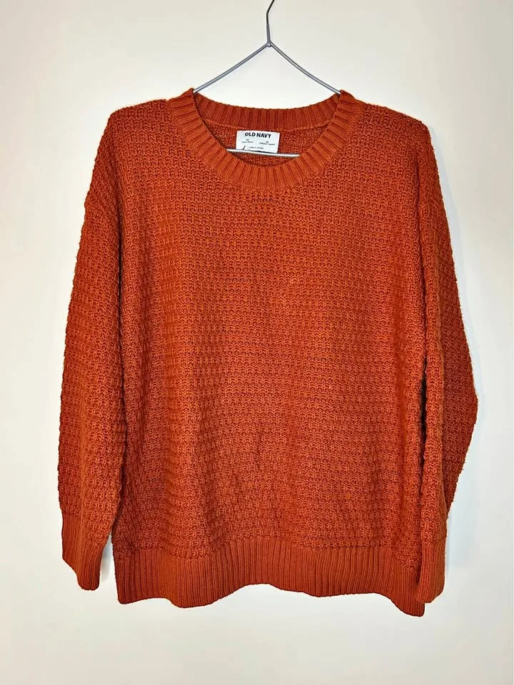 Old Navy orange knit sweater thumbnail