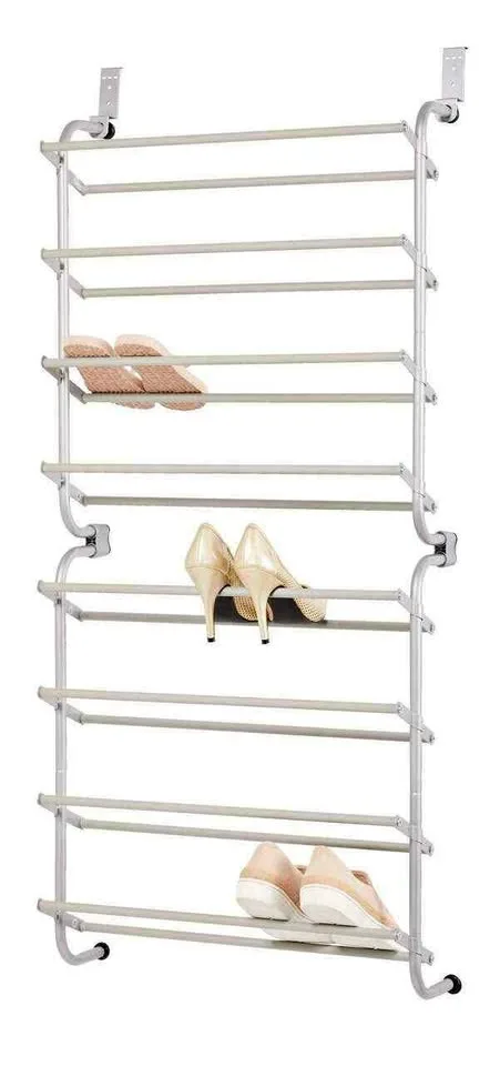 Over-the-Door Metal Shoe Rack, Silver, 22-in x 7-in x 50.8-in thumbnail