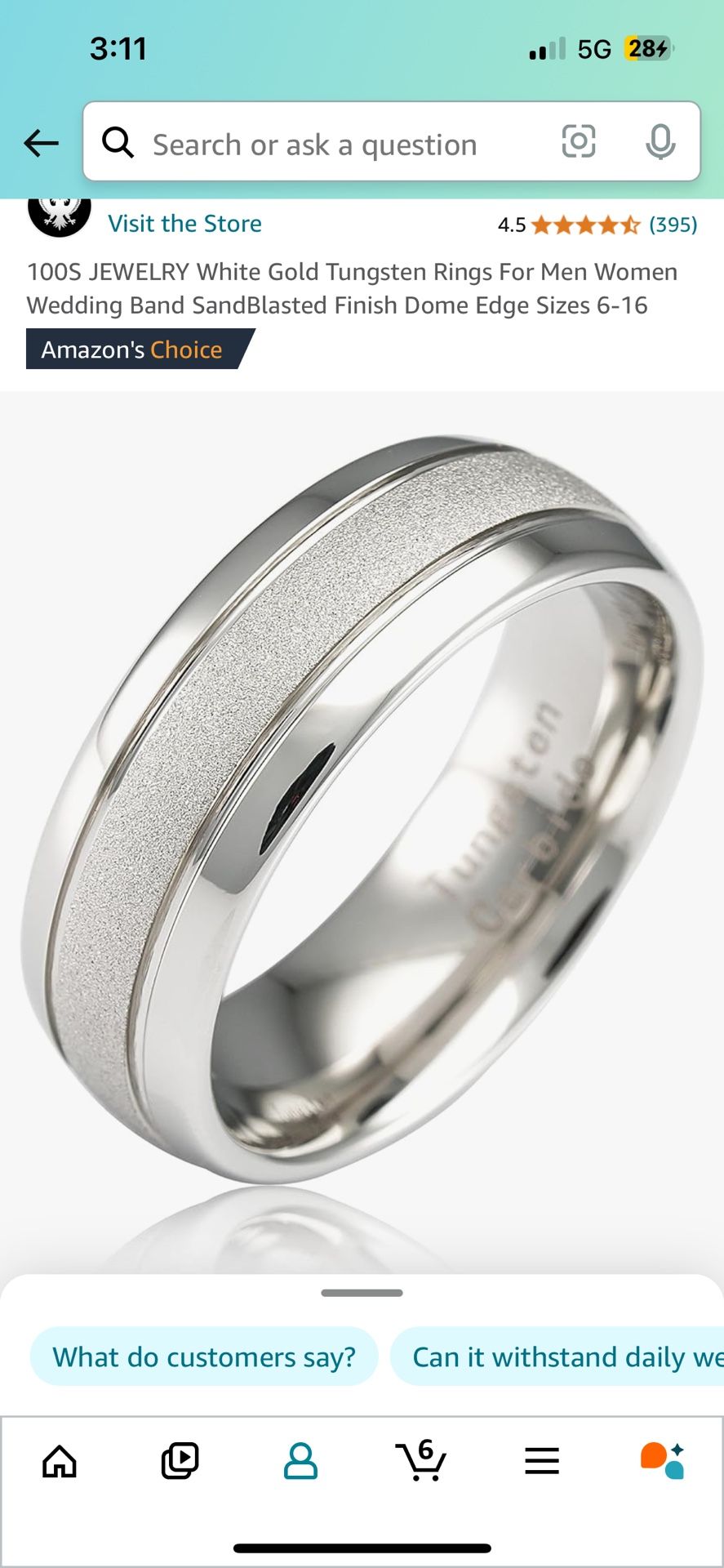 White Gold Tungsten Rings For Men