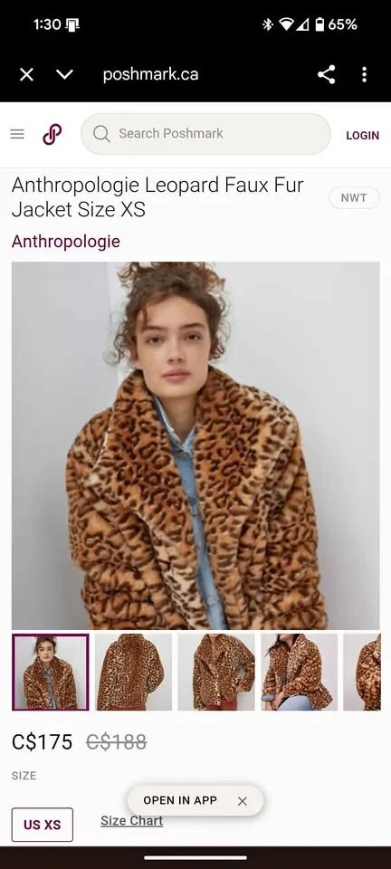 Anthropologie Leopard Faux Fur Jacket Size XS thumbnail