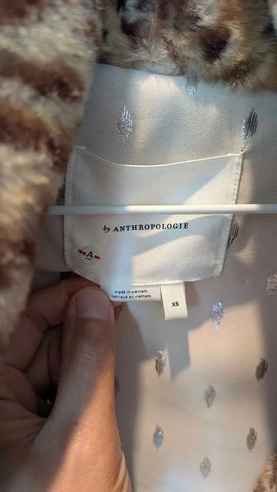 Anthropologie Leopard Faux Fur Jacket Size XS image indicator(4)