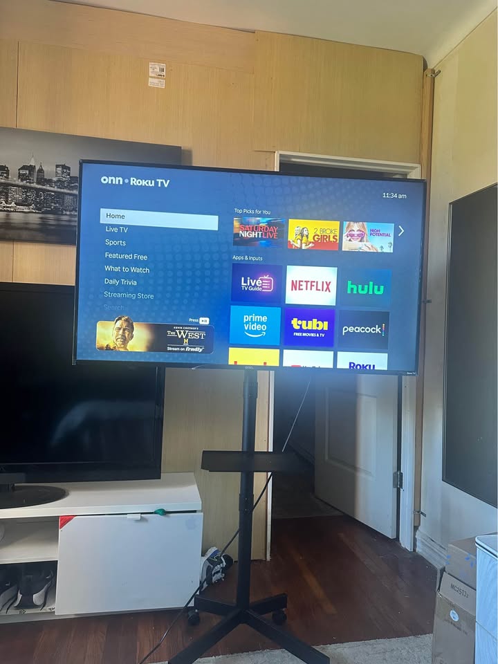 2025 PACK TV onn 55” 4K UHD LED Roku Smart HDR + TV Stand - photo 3