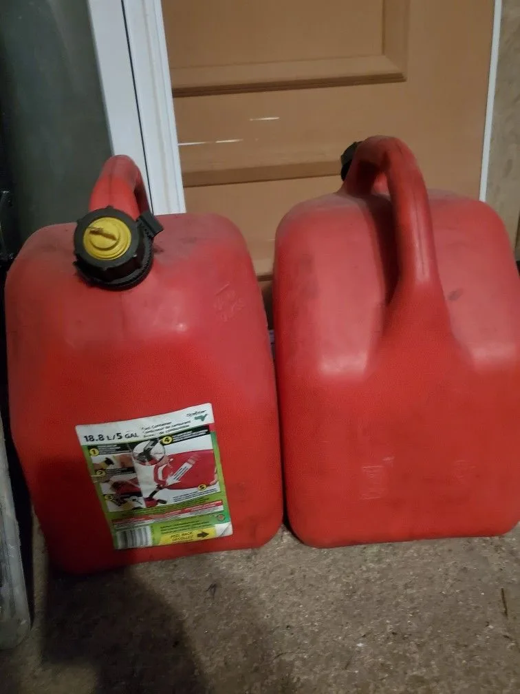 Two -5 Gallon Diesel Can Red Plastic Fuel Container thumbnail