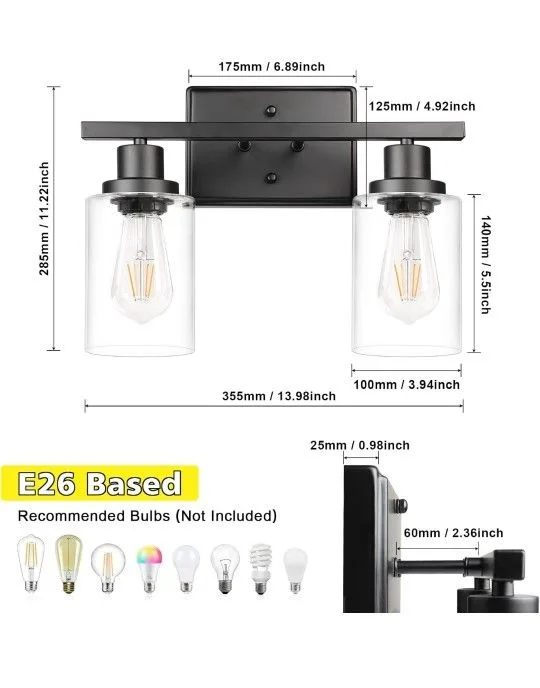 2 -Light Wall Sconces, Modern Vanity Light Fixture thumbnail