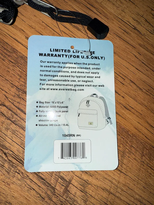 Everest Black Backpack Brand New image indicator(3)