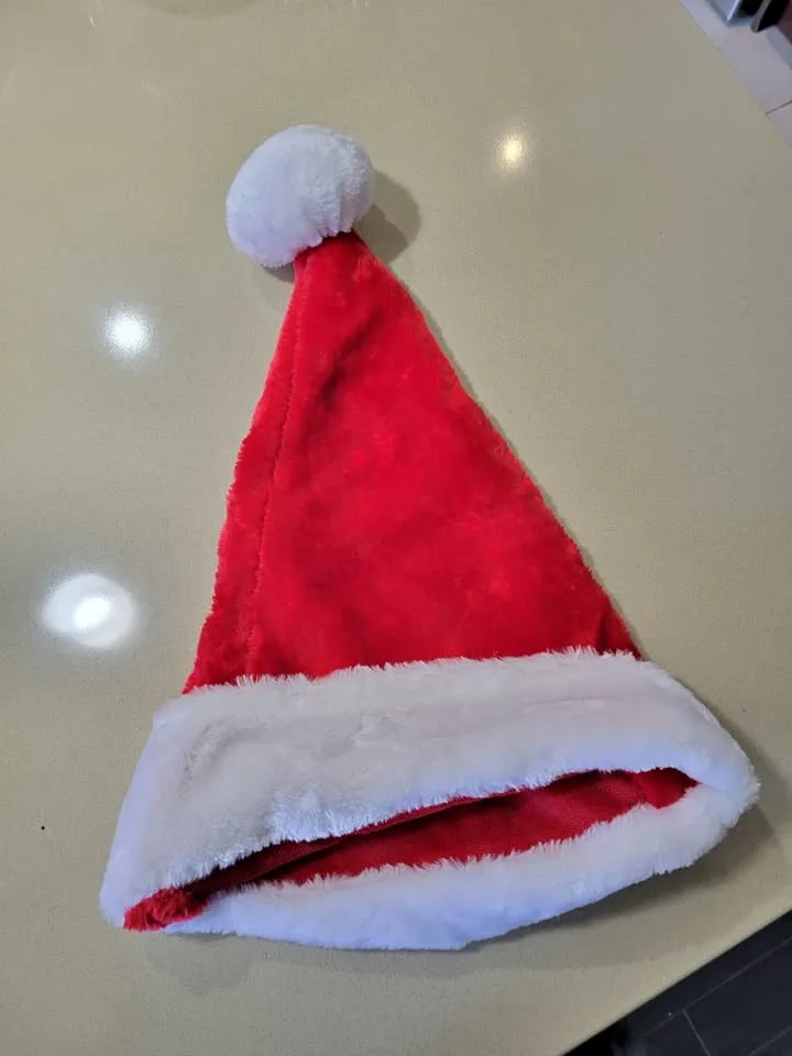 Plush Red & White Santa Hat – Christmas Holiday Accessory thumbnail