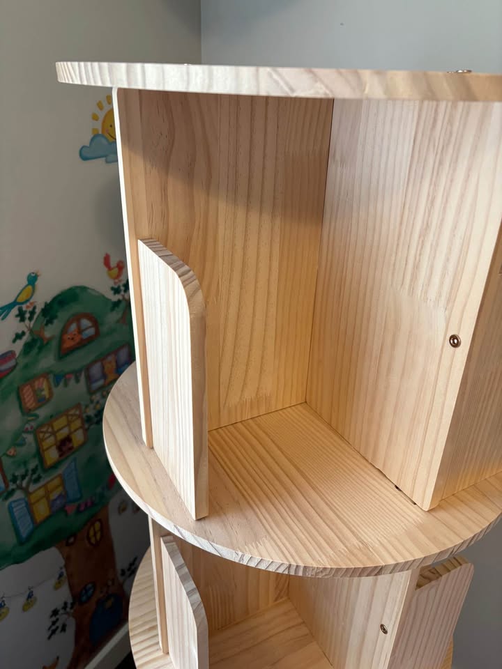 Rotating Bookshelf 360 Display 4 Tier (Solid Wood: Pine) - photo 2