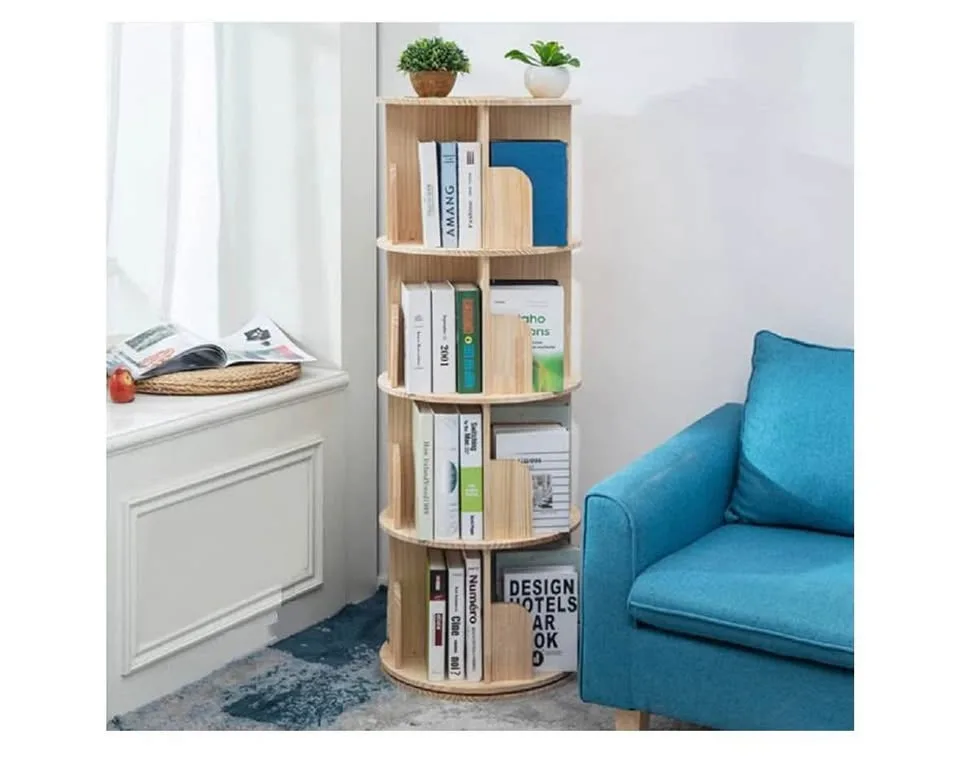 Rotating Bookshelf 360 Display 4 Tier (Solid Wood: Pine) image indicator(8)