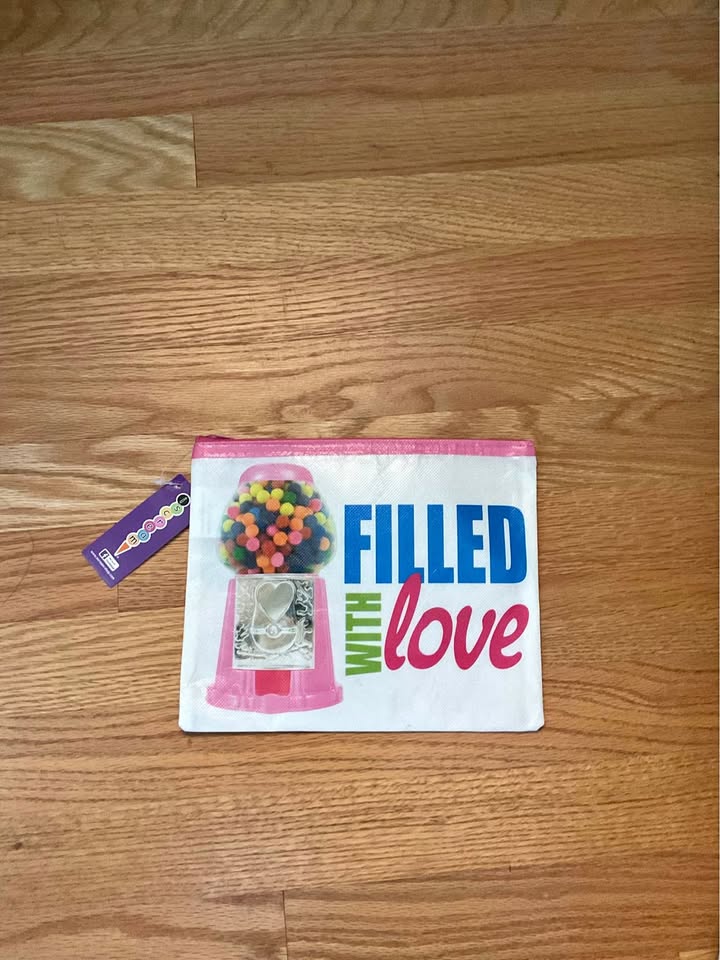 NWT filled with love cosmetic bag, cute gumball machine