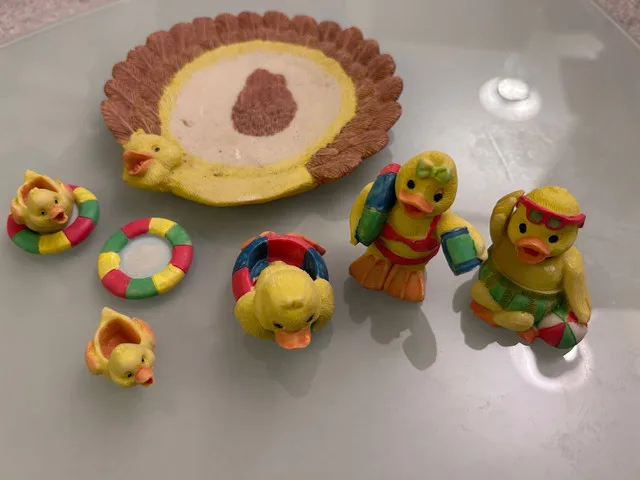 Ducks family arts teapot and cups mini decorations toys image indicator(3)