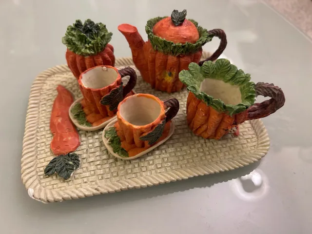 Carrots arts teapot and cups set decorations toys thumbnail