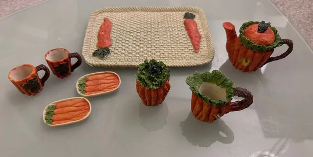 Carrots arts teapot and cups set mini decorations toys image indicator(3)