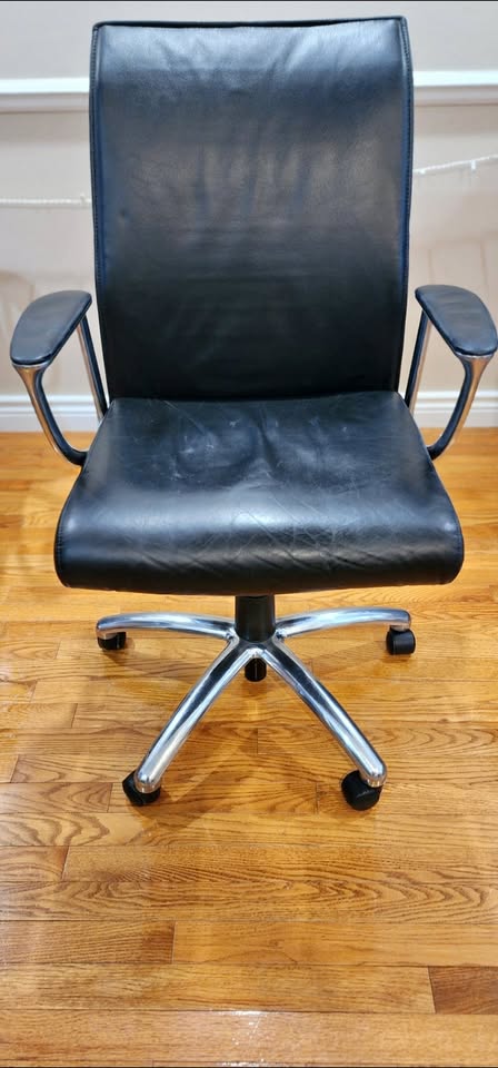 Office Chairs - Real Leather, Steel arms and legs.