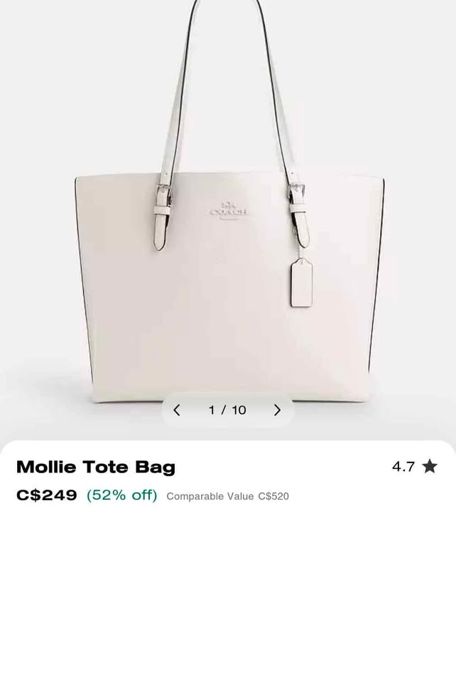 White coach Mollie tote bag#new # clean # no zip # no stains - photo 5