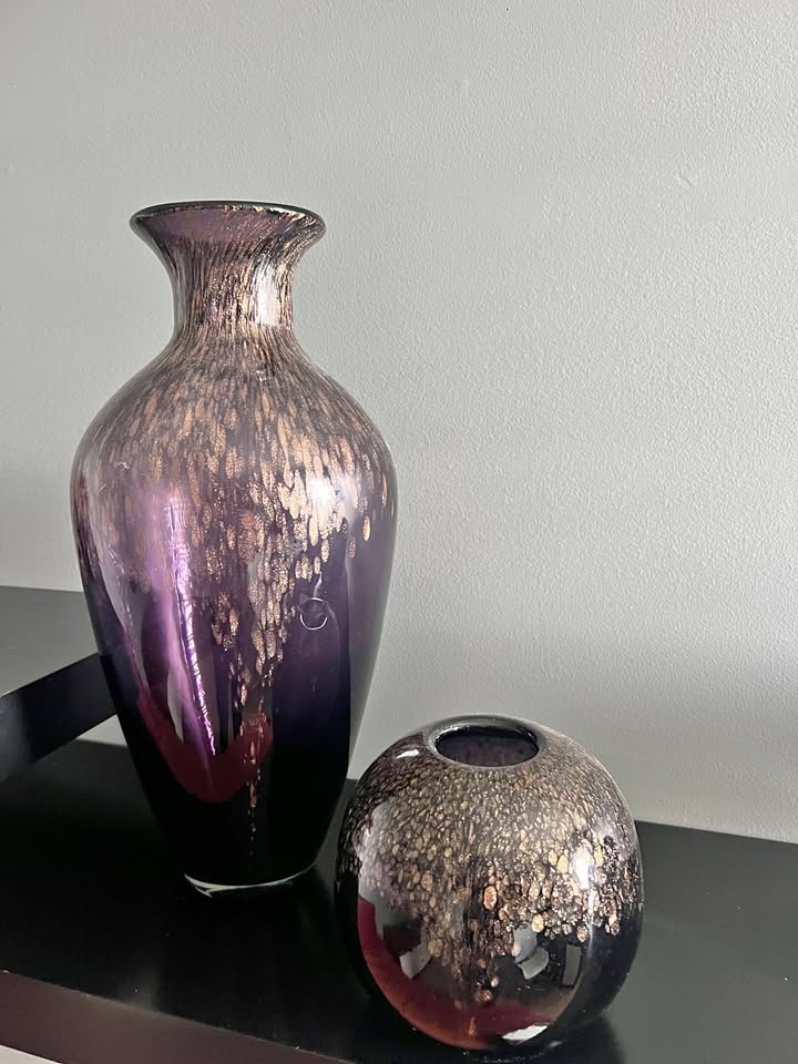 Two Matching Glass Decor Vases