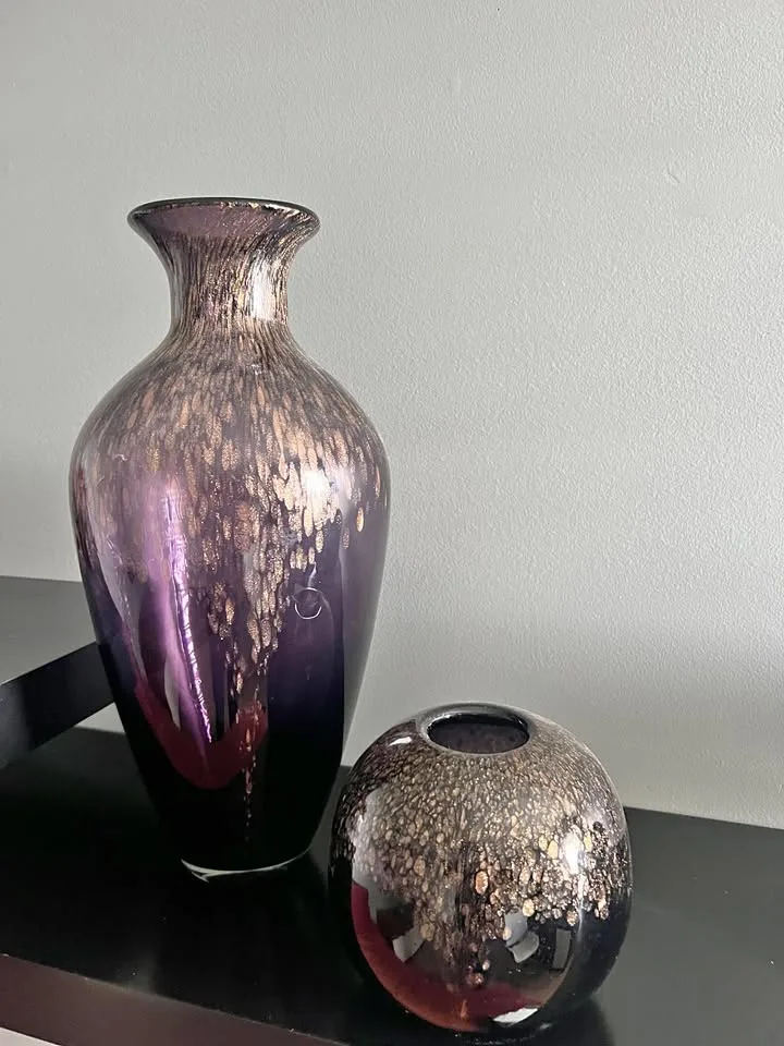 Two Matching Glass Decor Vases