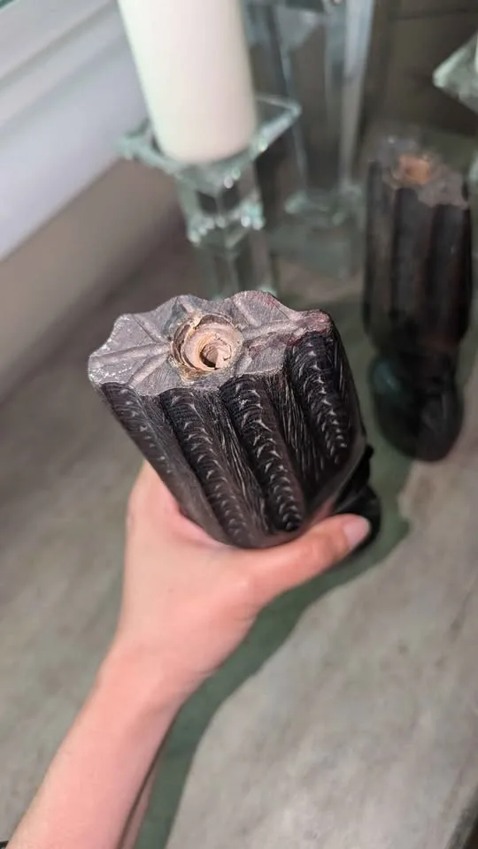 Vintage Ebony Wood Candlestick Holders - Pair image indicator(5)