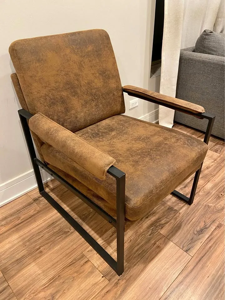 Brown Industrial Microfiber Accent Arm Chair thumbnail
