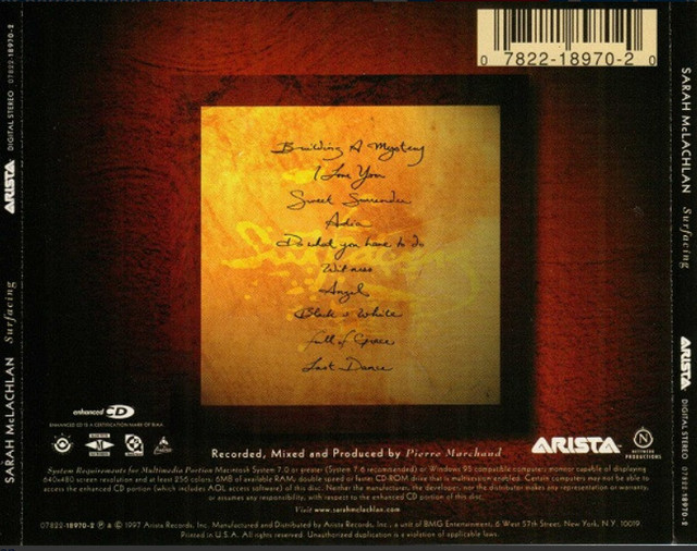 Surfacing Sarah Mclachlan (Artist) Format: Audio CD - photo 2