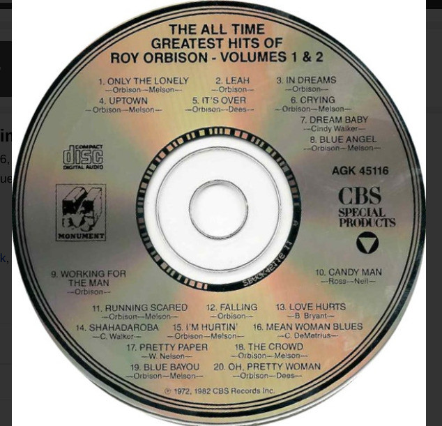 Roy Orbison - Greatest Hits Vols. 1 & 2 CD - photo 3