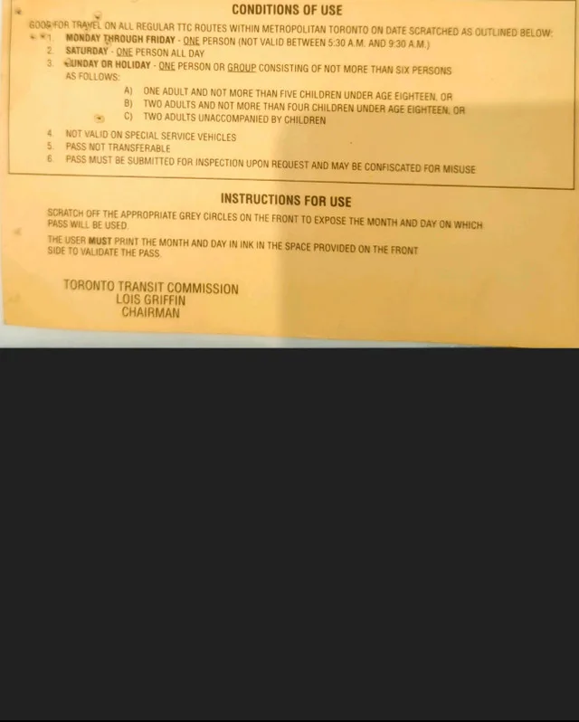 Vintage TTC Toronto Transit Commission Day Pass image indicator(2)