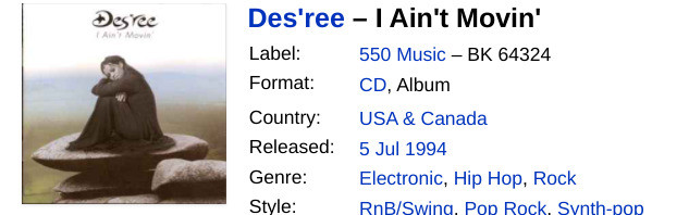 I Ain't Movin' : Des'ree (Artist) Format: Audio CD - photo 5