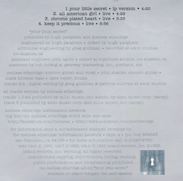 Melissa Etheridge – Your Little Secret CD image indicator(2)