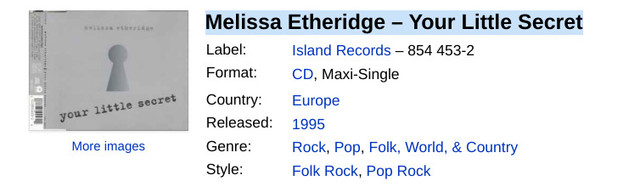 Melissa Etheridge – Your Little Secret CD - photo 5