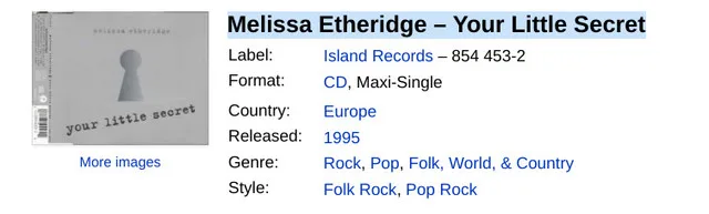 Melissa Etheridge – Your Little Secret CD image indicator(5)