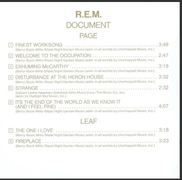 Document R.E.M. (Artist) Format : CD image indicator(5)