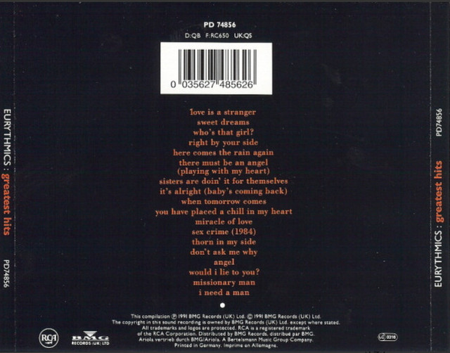 Greatest Hits EURYTHMICS (Artist) Format : CD - photo 2