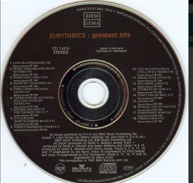 Greatest Hits EURYTHMICS (Artist) Format : CD - photo 3