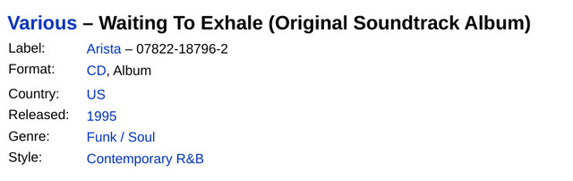 Waiting To Exhale: Original Soundtrack Album CD - photo 4